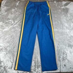 Vintage Nike Track Pants Men Large Blue Yellow Ankle Zip Striped Y2K Embroidered